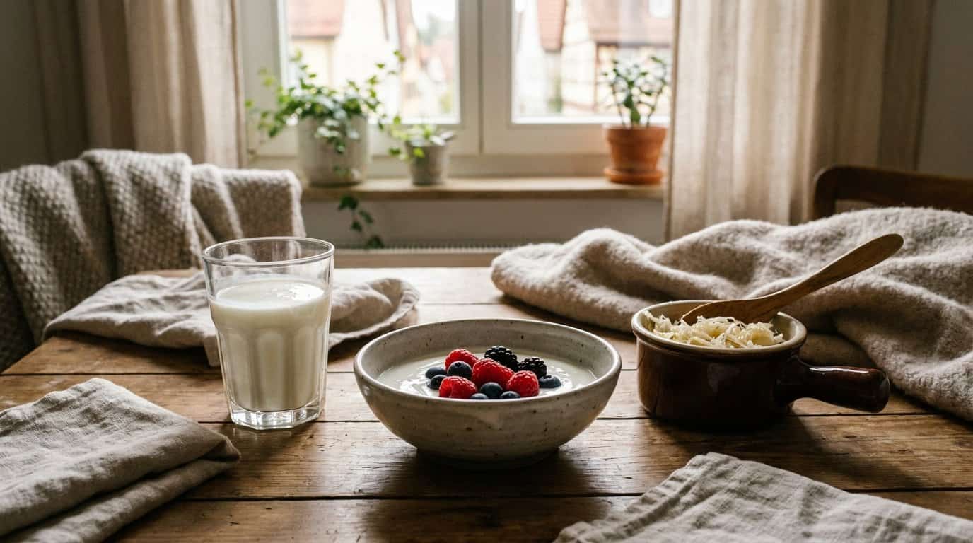 Fermentierte Lebensmittel wie Kefir und Sauerkraut, die die Darmgesundheit fördern